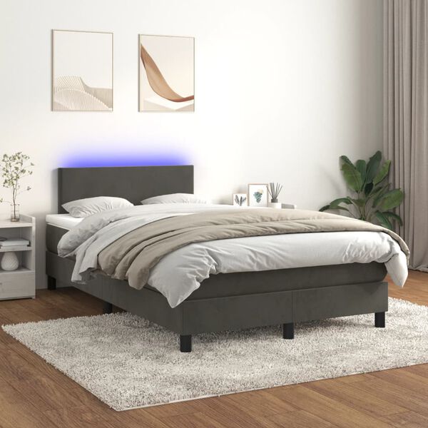 vidaXL &Kappa;&rho;&epsilon;&beta;ά&tau;&iota; Boxspring &mu;&epsilon; &Sigma;&tau;&rho;ώ&mu;&alpha; & LED &Sigma;&kappa;. &Gamma;&kappa;&rho;&iota; 120x200&epsilon;&kappa;. &Beta;&epsilon;&lambda;&omicron;ύ&delta;&iota;&nu;&omicron;