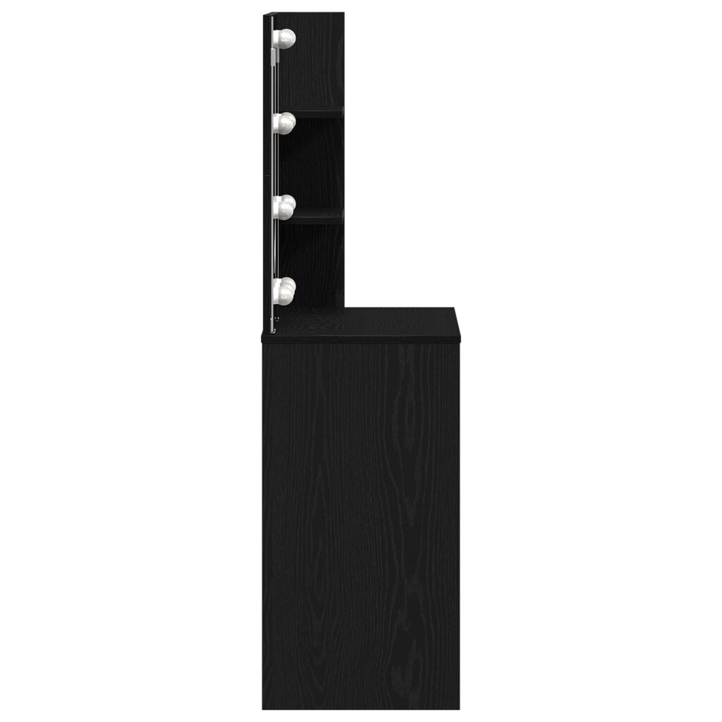 vidaXL LED Τραπέζι Μακιγιάζ σε Μαύρη Βελανιδιά - 71x40x141 εκ, από Επεξεργασμένο Ξύλο