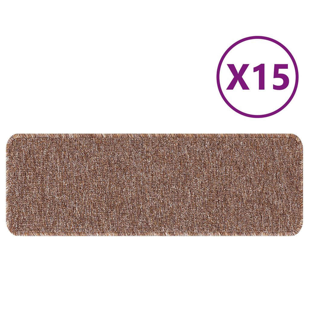 vidaXL Χαλιά Σκαλιών με Ρίγα Λατέξ Καφέ 25x60 εκ.