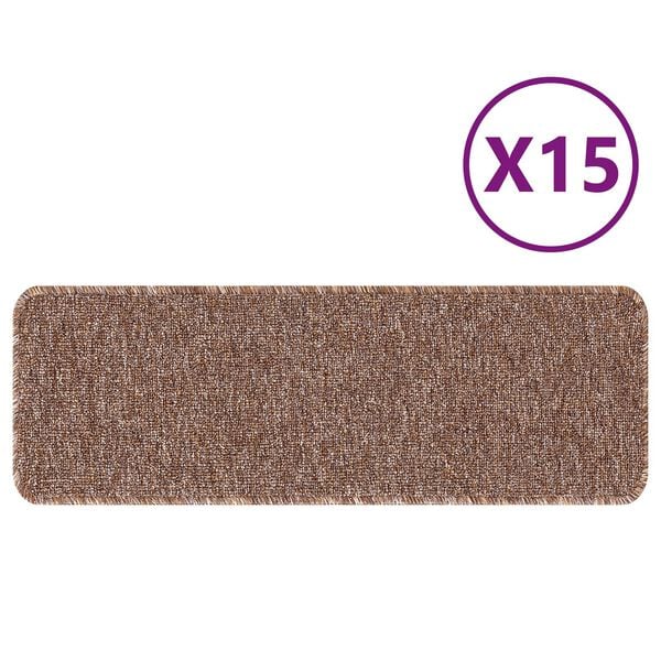 vidaXL Χαλιά Σκαλιών με Ρίγα Λατέξ Καφέ 25x60 εκ.