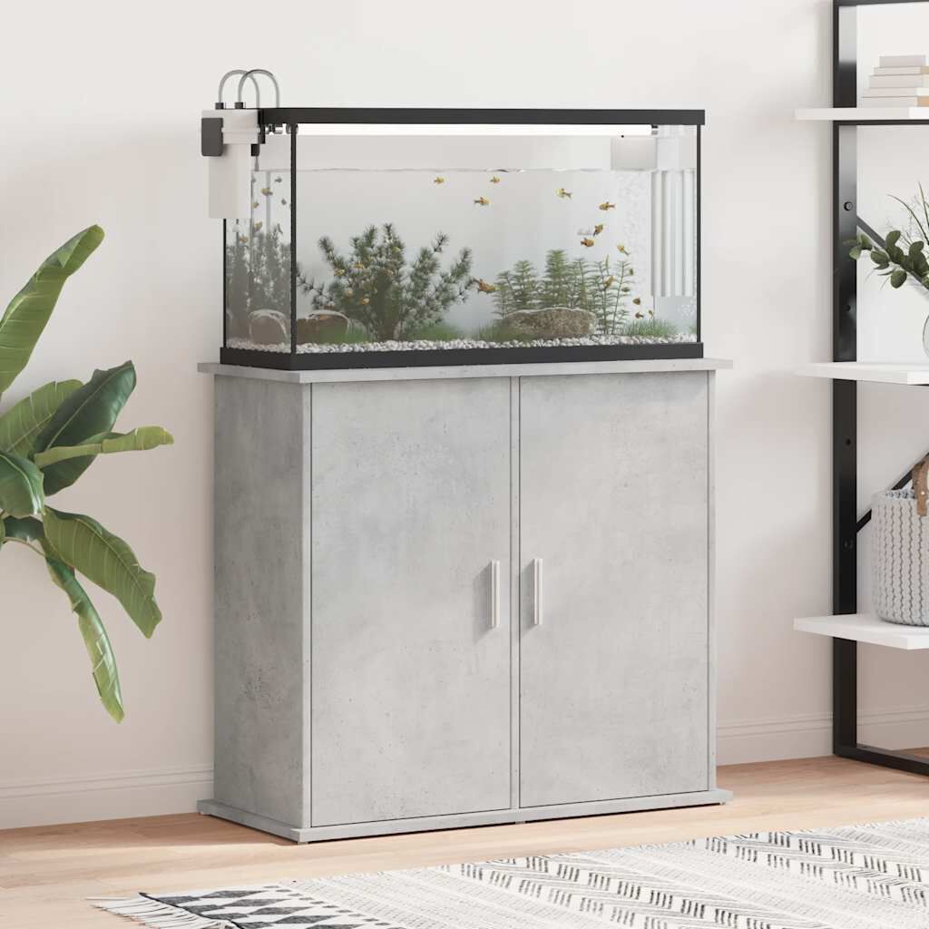 vidaXL Βάση Ενυδρείου Γκρι Σκυροδ. 81x36x73 εκ. από Επεξεργασμένο Ξύλο