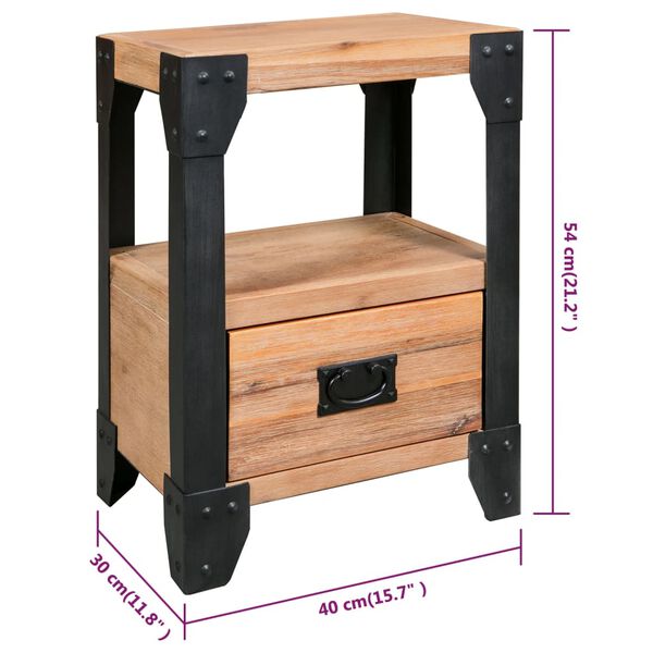 vidaXL Κομοδίνο 40 x 30 x 54 εκ. από Μασίφ Ξύλο Ακακίας και Ατσάλι