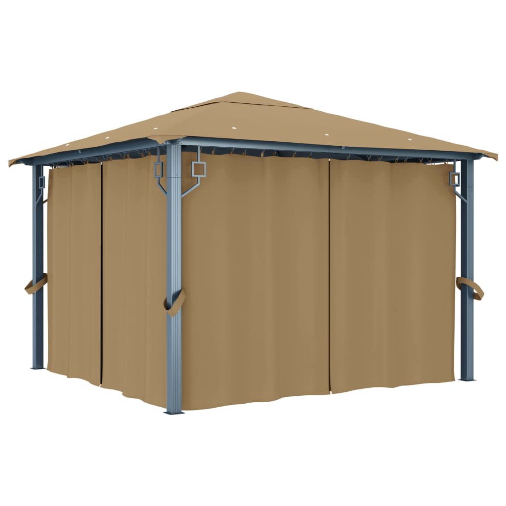 vidaXL Κιόσκι με Κουρτίνα Taupe 300 x 300 εκ. Αλουμινίου
