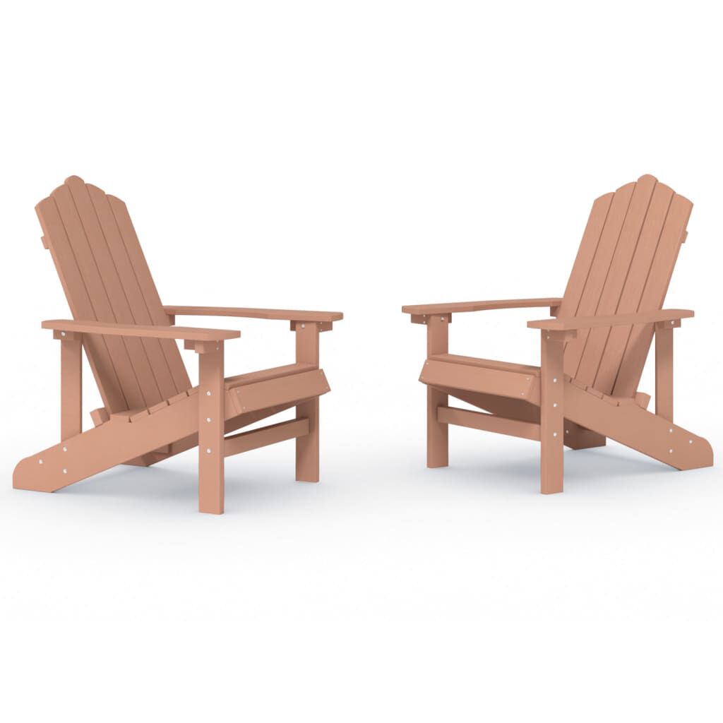 vidaXL Καρέκλες Κήπου Adirondack 2 τεμ. Καφέ από HDPE