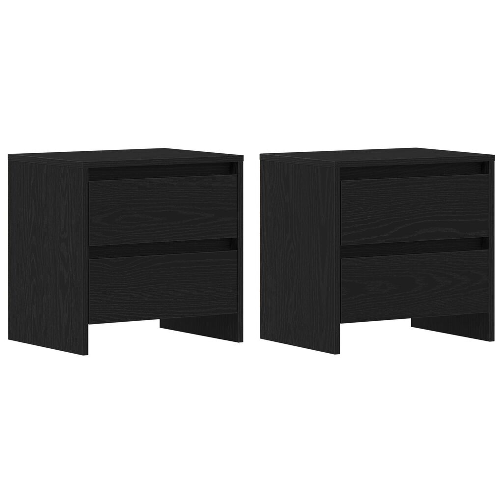 vidaXL Κομοδίνο 2 τεμ Μαύρο Δρυς 45x34x44,5 εκ Επεξεργασμένο ξύλο