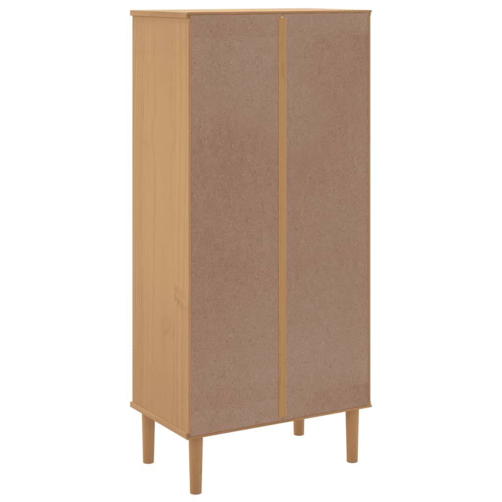 vidaXL Βιβλιοθήκη SENJA Καφέ/Όψη Ρατάν 60x35x130 εκ Μασίφ Ξύλο Πεύκου