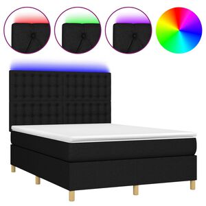 vidaXL &Kappa;&rho;&epsilon;&beta;ά&tau;&iota; Boxspring &mu;&epsilon; &Sigma;&tau;&rho;ώ&mu;&alpha; & LED &Mu;&alpha;ύ&rho;&omicron; 140x190 &epsilon;&kappa;. &Upsilon;&phi;&alpha;&sigma;&mu;ά&tau;&iota;&nu;&omicron;