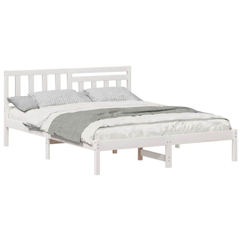vidaXL Σκελετός Κρεβατιού Λευκό 160 x 200 cm Μασίφ ξύλο πεύκου