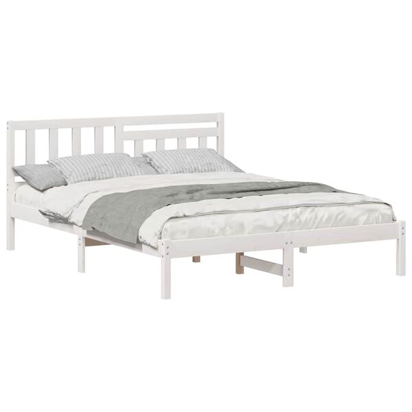vidaXL Σκελετός Κρεβατιού Λευκό 160 x 200 cm Μασίφ ξύλο πεύκου