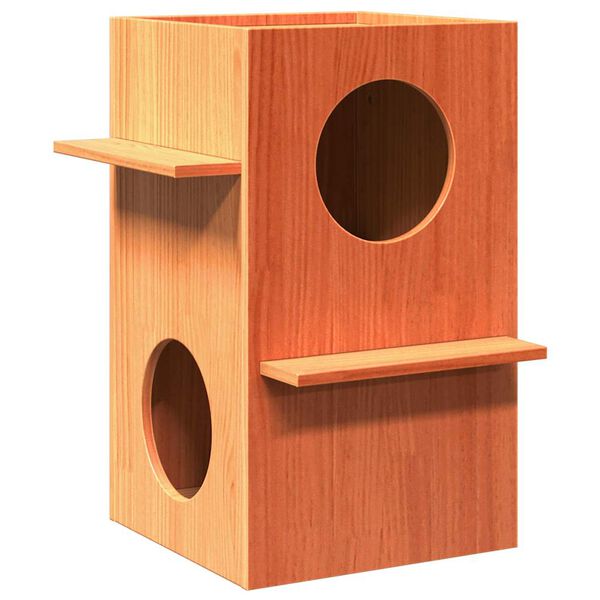 vidaXL Σπίτι για γάτες Wax Brown 43x43x60 cm Στερεό ξύλο πεύκο