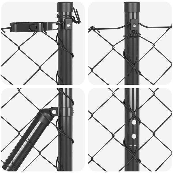 vidaXL Σετ Στύλων Φράχτη Γκρι 1.2 x 10 m Επικαλυμμένος Χάλυβας