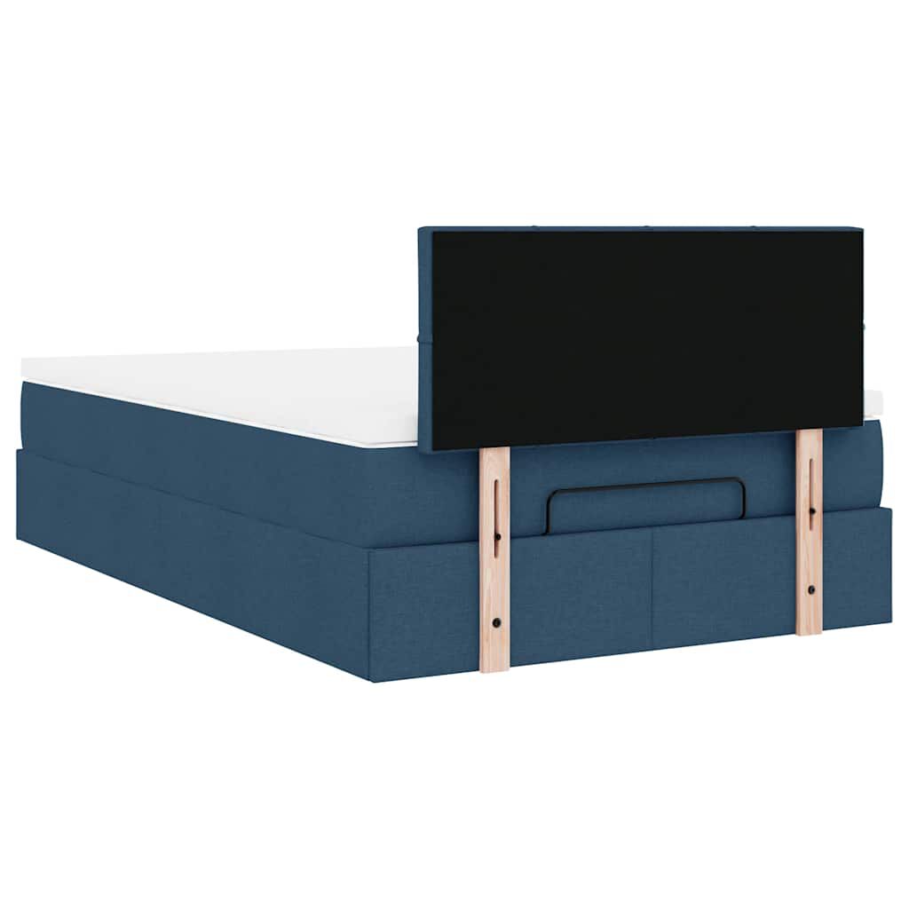 vidaXL Οθωμανικό κρεβάτι με στρώμα μπλε 120x200cm ύφασμα