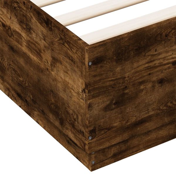 vidaXL Πλαίσιο Κρεβατιού με LED Καπνιστή Δρυς 160x200 εκ.Επεξ. Ξύλο