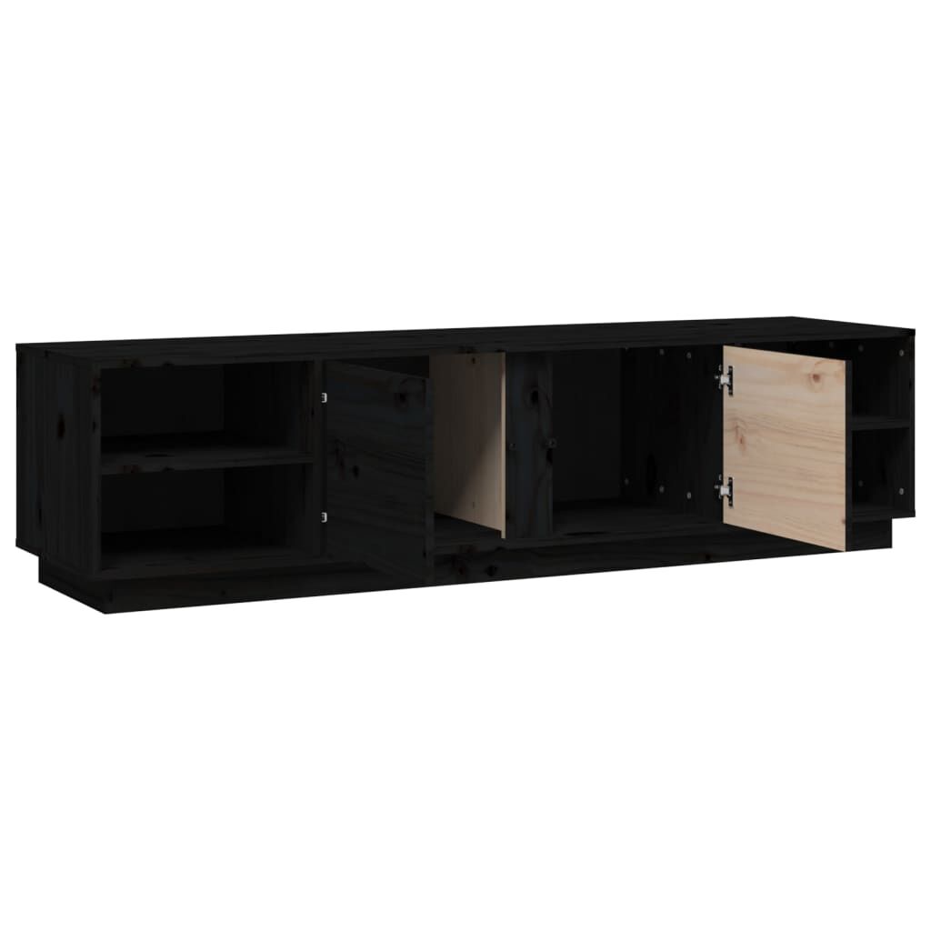vidaXL Έπιπλο Τηλεόρασης Μαύρο 156x40x40 εκ. από Μασίφ Ξύλο Πεύκου