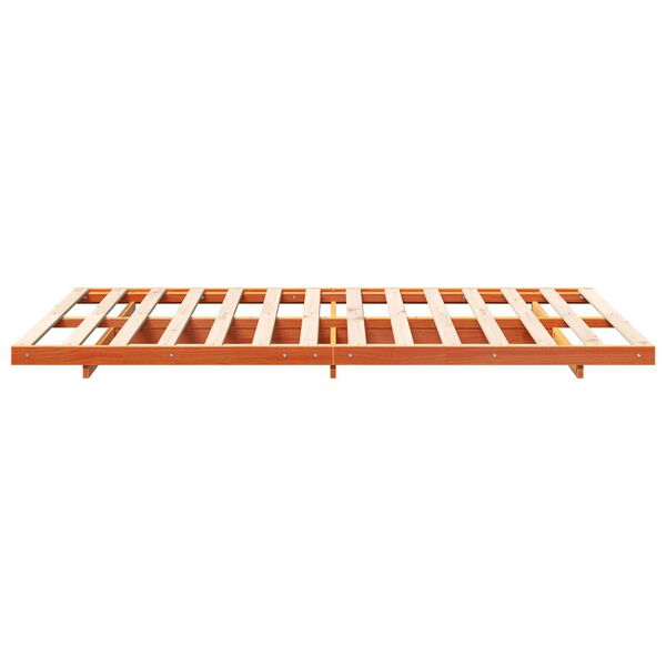 vidaXL Κρεβάτι δαπέδου Καφέ κεριού 120 x 200 cm Μασίφ ξύλο πεύκου