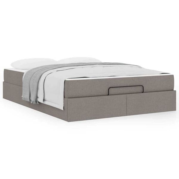 vidaXL Σκελετός Κρεβατιού με αποθήκευση Taupe 160 x 200 cm ύφασμα