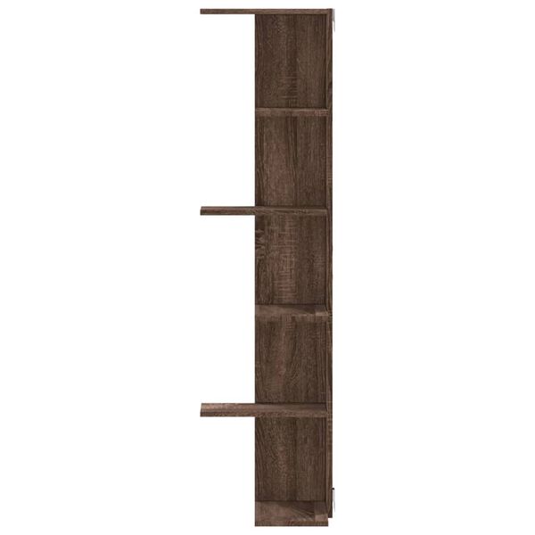 vidaXL Γωνιακή Ραφιέρα Τοίχου Καφέ Δρυς 36,5x36,5x140 εκ. Επεξ. Ξύλο