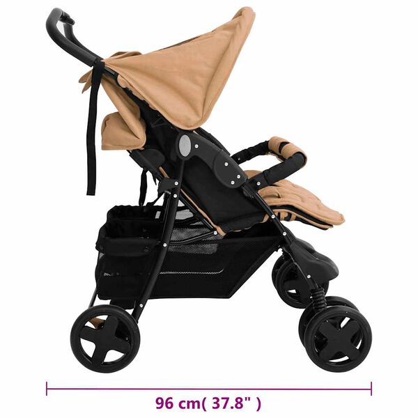 vidaXL Καρότσι Διδύμων Taupe Ατσάλινο