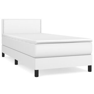 vidaXL Κρεβάτι Boxspring με Στρώμα Λευκό 80 x 200 εκ. Συνθετικό Δέρμα