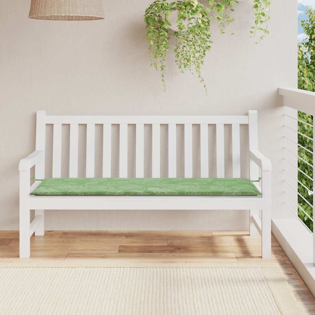 vidaXL Μαξιλάρι Πάγκου Κήπου Σχέδιο Φύλλων 150x50x4 εκ. Ύφασμα Oxford