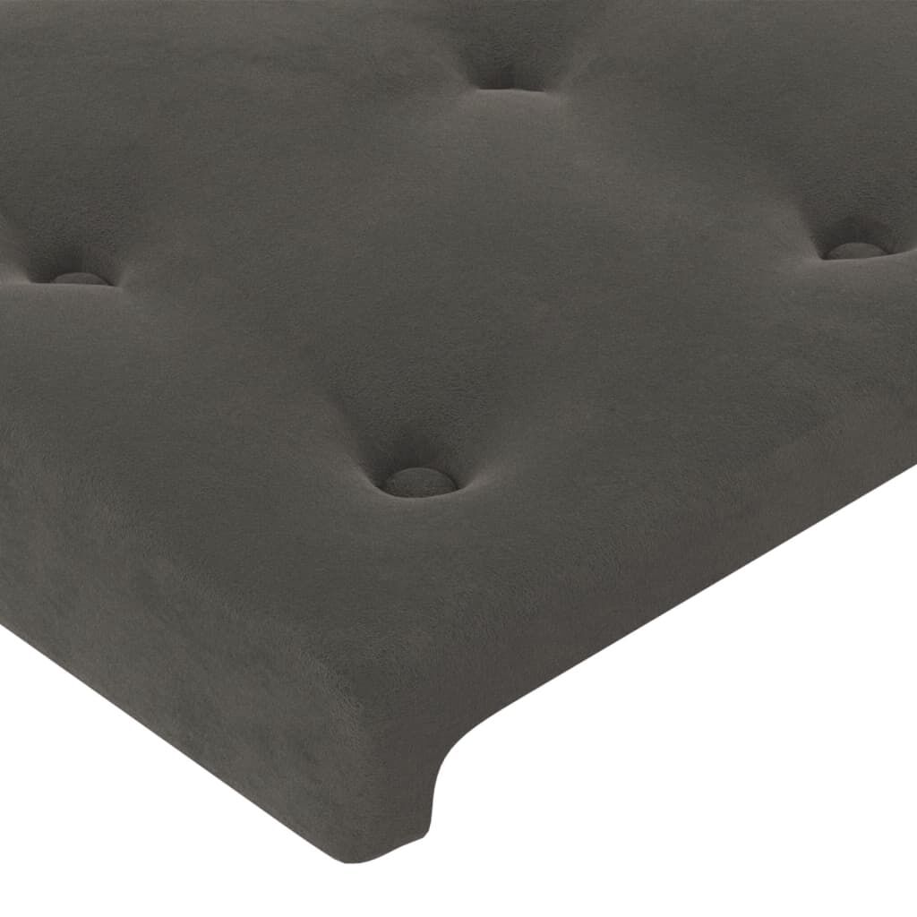 vidaXL Κρεβάτι Boxspring με Στρώμα & LED Σκ. Γκρι 90x200 εκ. Βελούδινο