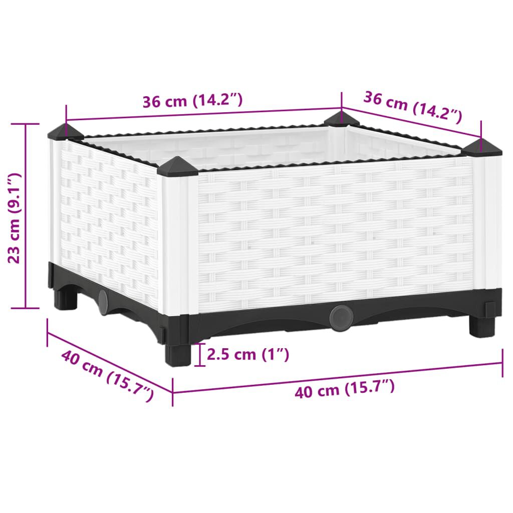 vidaXL Ζαρντινιέρα 40 x 40 x 23 εκ. από Πολυπροπυλένιο