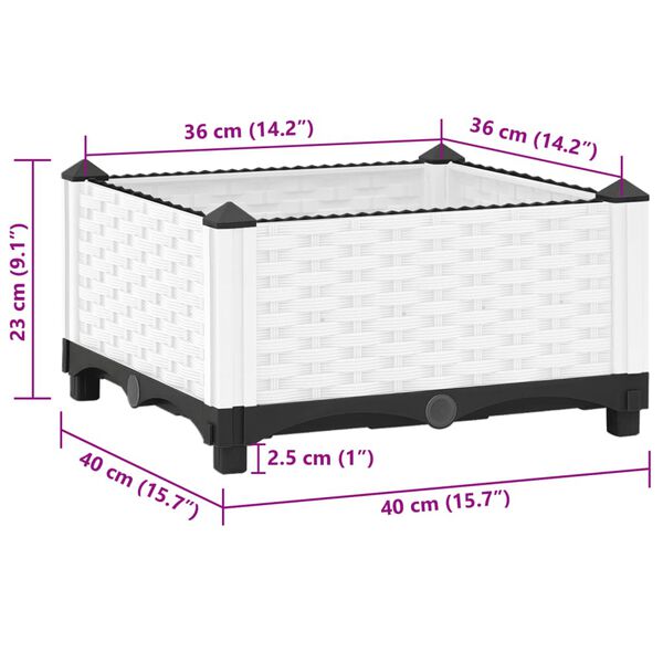 vidaXL Ζαρντινιέρα 40 x 40 x 23 εκ. από Πολυπροπυλένιο
