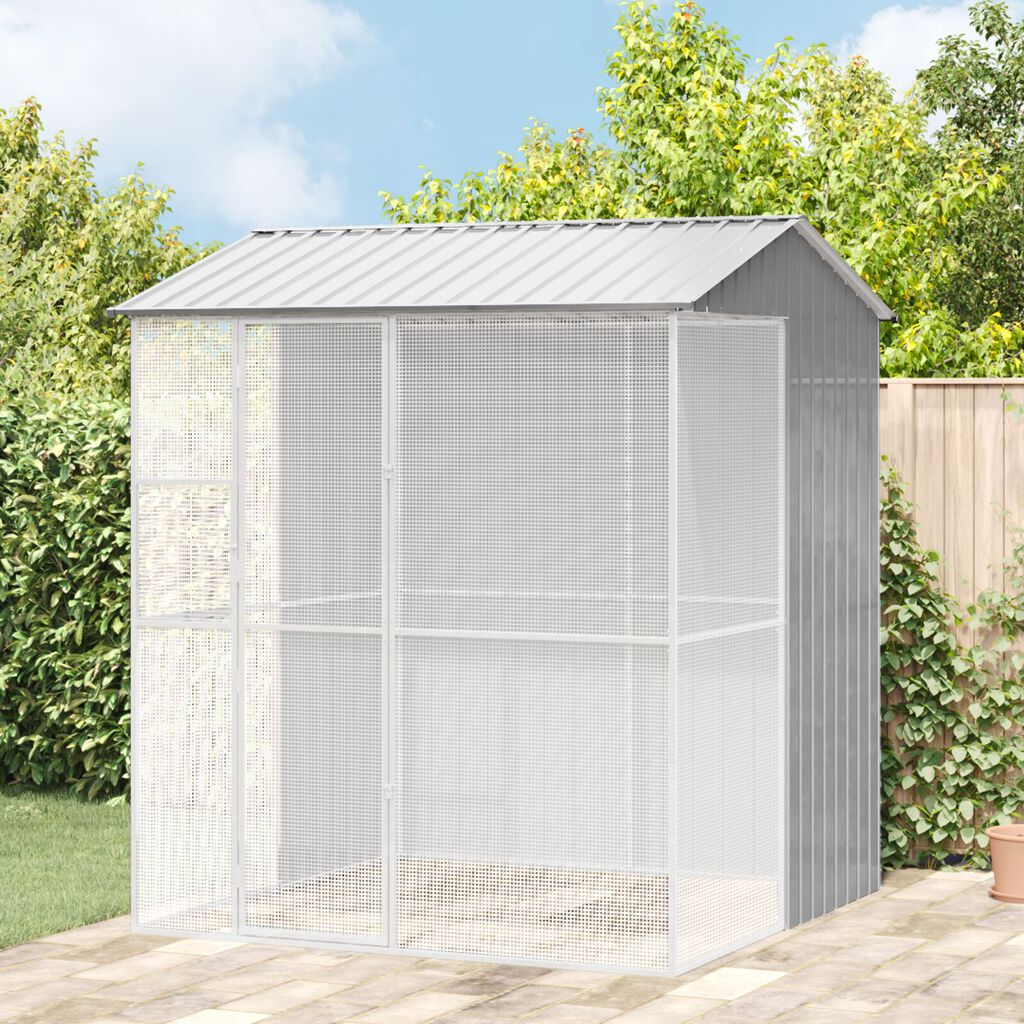 vidaXL Κλουβί Πουλιών Γκρι 215x210x247 εκ Χάλυβας