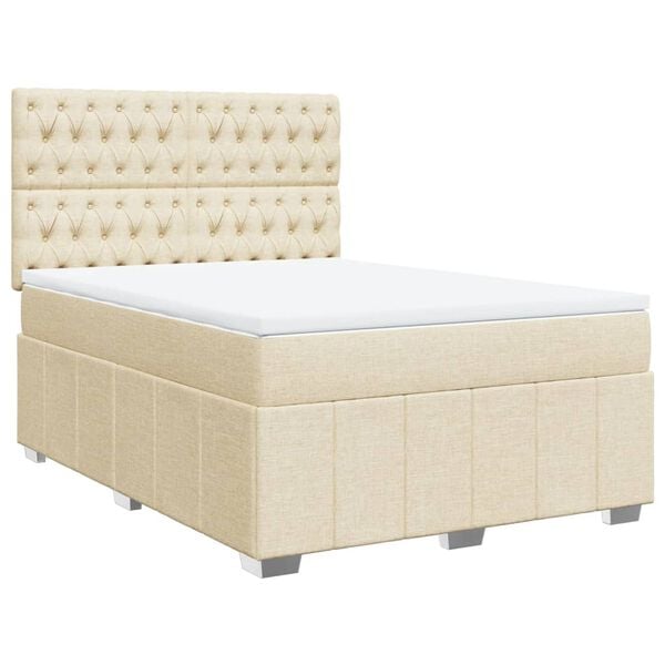 vidaXL &Kappa;&rho;&epsilon;&beta;ά&tau;&iota; Boxspring &mu;&epsilon; &Sigma;&tau;&rho;ώ&mu;&alpha; &Kappa;&rho;&epsilon;&mu; 140x190 &epsilon;&kappa;. &Upsilon;&phi;&alpha;&sigma;&mu;ά&tau;&iota;&nu;&omicron;