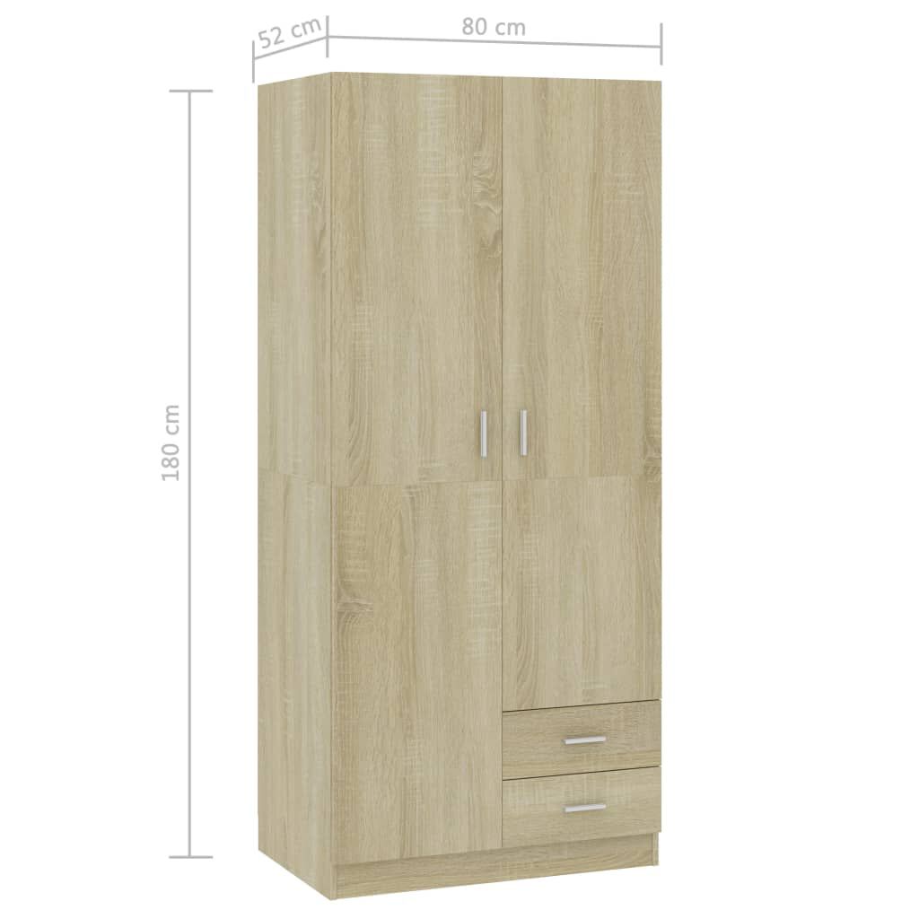vidaXL Ντουλάπα Χρώμα Sonoma-Δρυς 80 x 52 x 180 εκ. από Επεξ. Ξύλο