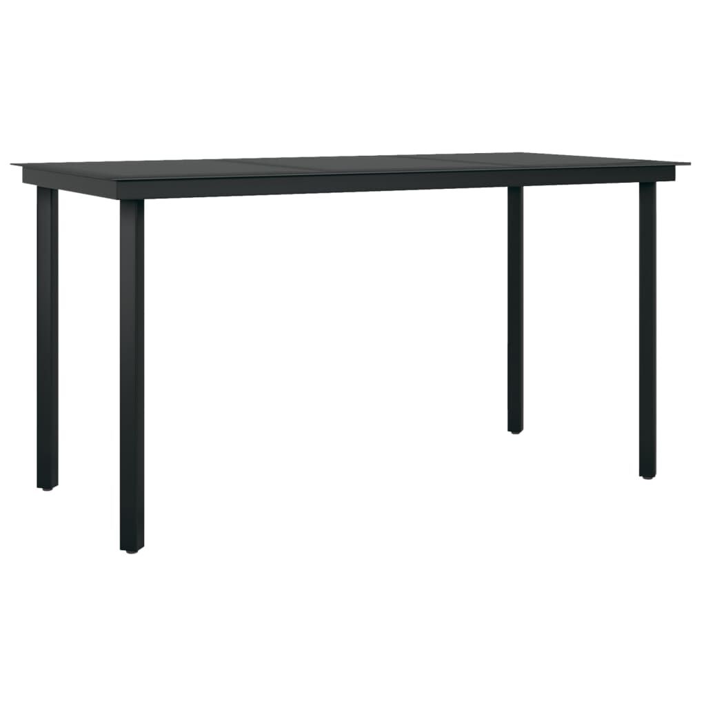 vidaXL Τραπεζαρία Κήπου Μαύρη 140 x 70 x 74 εκ. από Ατσάλι / Γυαλί