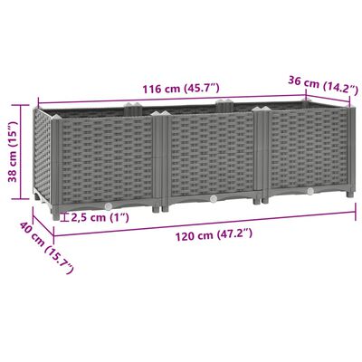 vidaXL Ζαρντινιέρα 120 x 40 x 38 εκ. από Πολυπροπυλένιο