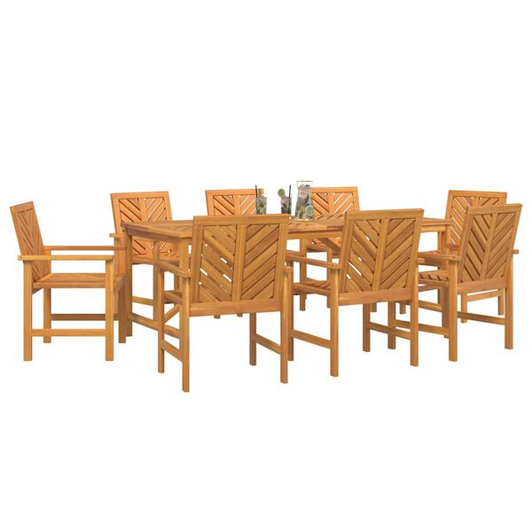 vidaXL Σέτ φαγητού για κήπο 9 pcs Καφέ 200 x 90 x 74 cm