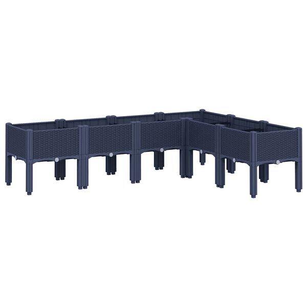 vidaXL Ζαρντινιέρα Κήπου με Πόδια Μπλε Γκρι 160x120x42 εκ. Πολυπροπυλένιο