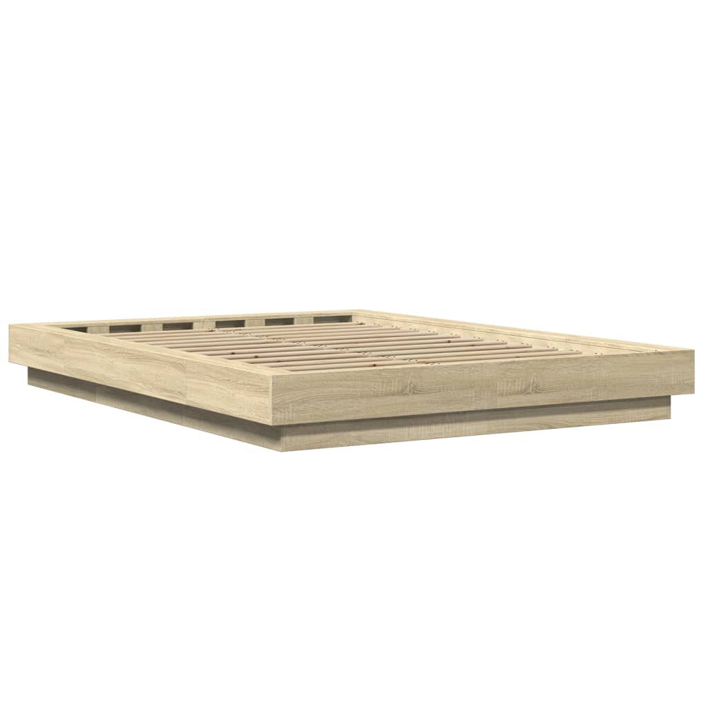 vidaXL Πλαίσιο Κρεβατιού με Φώτα LED Sonoma Δρυς 140x200εκ. Επεξ. Ξύλο