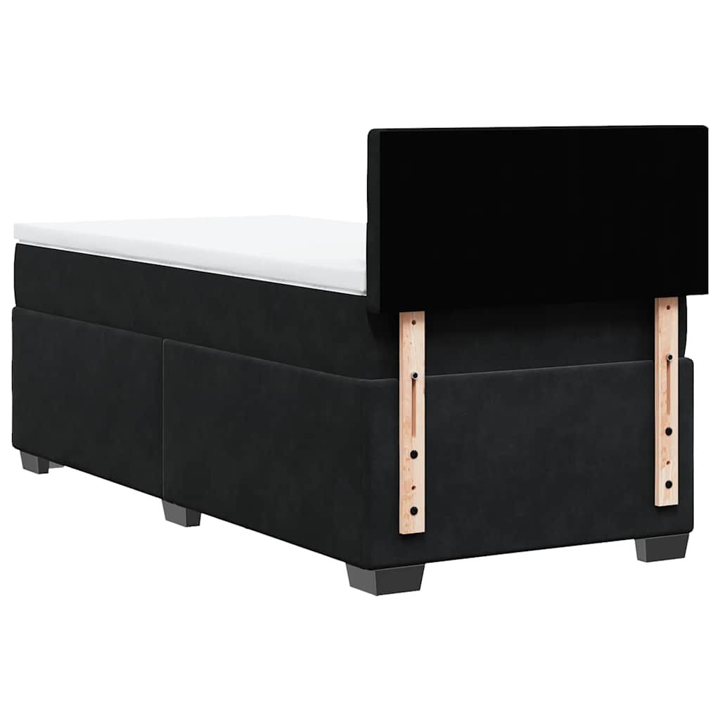 vidaXL Κρεβάτι Boxspring με Στρώμα Μαύρο Single Βελούδινο