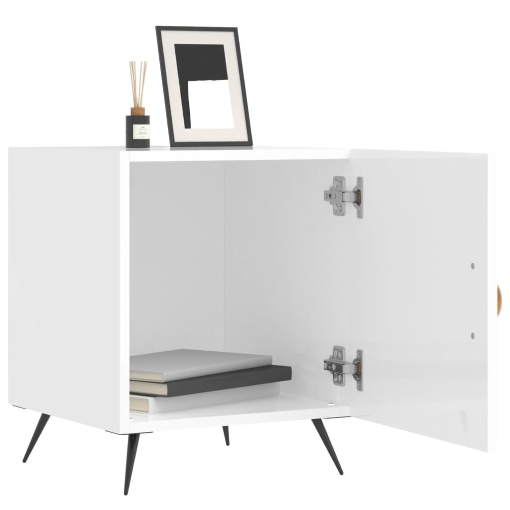 vidaXL Κομοδίνα 2 τεμ. Γυαλ. Λευκό 40 x 40 x 50 εκ. από Επεξεργ. Ξύλο