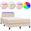 vidaXL Κρεβάτι Boxspring Στρώμα&LED Καπουτσίνο 120x200 εκ. Συνθ. Δέρμα