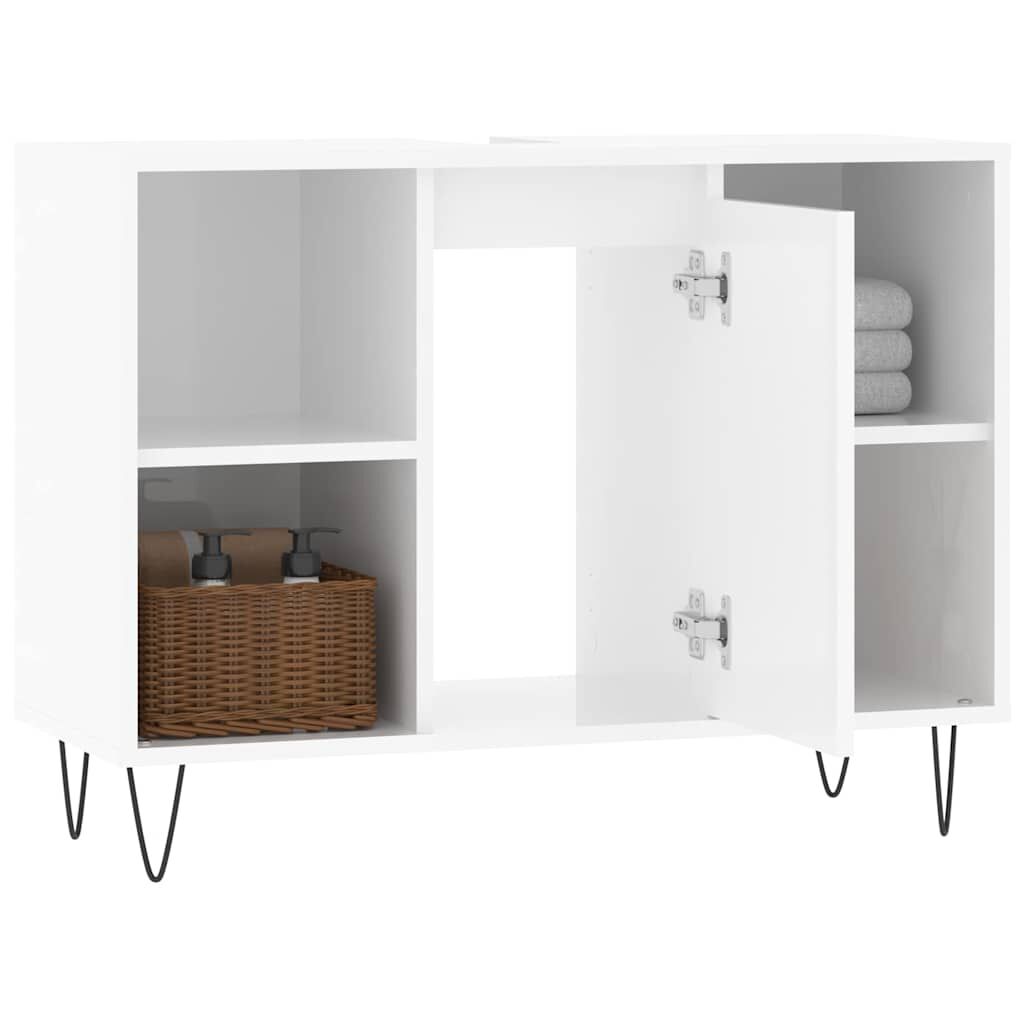 vidaXL Ντουλάπι Μπάνιου Γυαλ. Λευκό 80 x 33 x 60 εκ. από Επεξεργ. Ξύλο