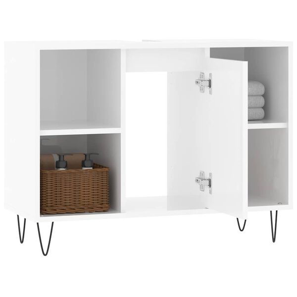 vidaXL Ντουλάπι Μπάνιου Γυαλ. Λευκό 80 x 33 x 60 εκ. από Επεξεργ. Ξύλο