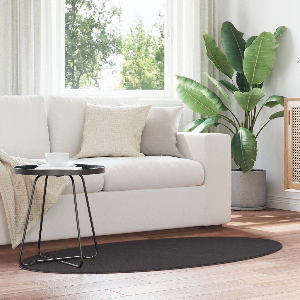 vidaXL Χαλί "HUARTE" Ανθρακί 80x150 εκ. Ωοειδές
