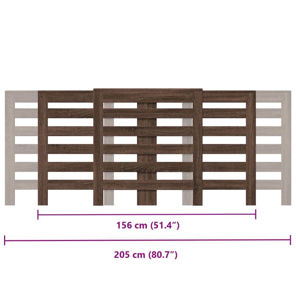 vidaXL Κάλυμμα Καλοριφέρ Καφέ Δρυς 205x21,5x83,5εκ. Επεξεργασμένο Ξύλο