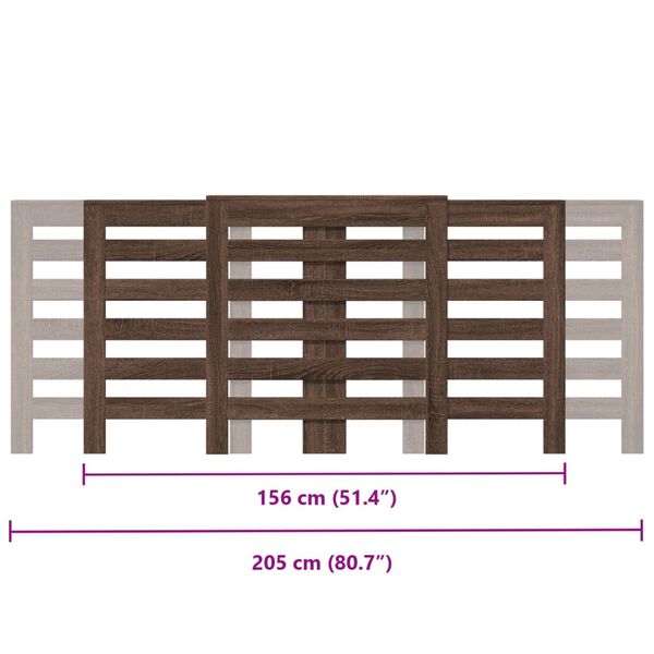 vidaXL Κάλυμμα Καλοριφέρ Καφέ Δρυς 205x21,5x83,5εκ. Επεξεργασμένο Ξύλο