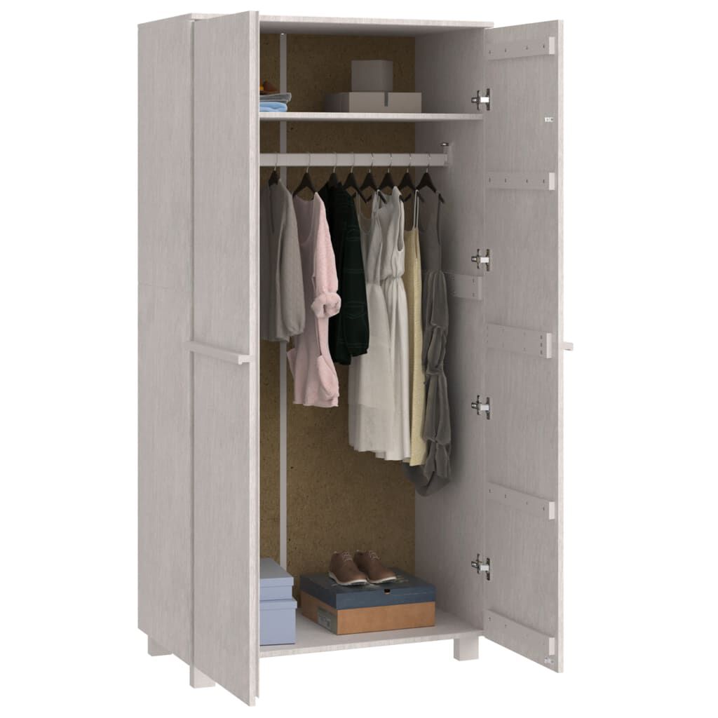 vidaXL Ντουλάπα HAMAR Λευκό 89 x 50 x 180 εκ. από Μασίφ Ξύλο Πεύκου