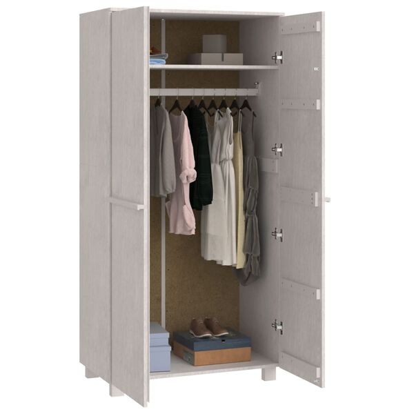 vidaXL Ντουλάπα HAMAR Λευκό 89 x 50 x 180 εκ. από Μασίφ Ξύλο Πεύκου