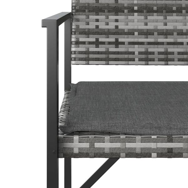 vidaXL Παγκάκι Κήπου Διθέσιο Γκρι από Συνθετικό Ρατάν με Μαξιλάρι