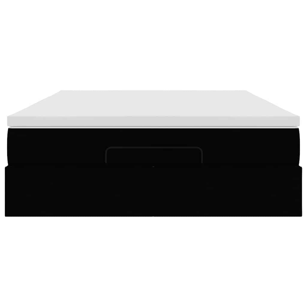 vidaXL Οθωμανικό κρεβάτι με στρώμα Μαύρο 140x190cm Συνθετικό δέρμα