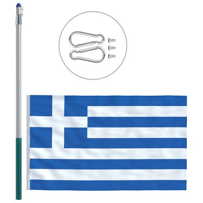 vidaXL Σημαία Ελλάδας 6 μ. με Ιστό Αλουμινίου