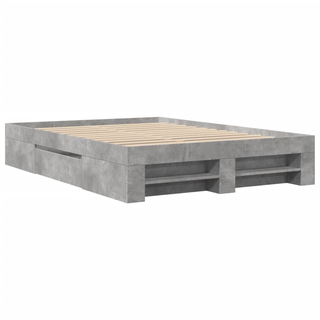 vidaXL Πλαίσιο Κρεβατιού Γκρι Σκυροδέματος 120x190 εκ. Επεξεργ. Ξύλο