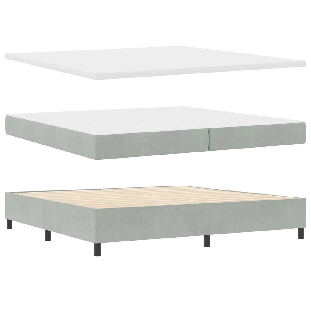 vidaXL Κρεβάτι Box Spring LED με Στρώμα Ανοιχτό γκρι 200 x 200 cm